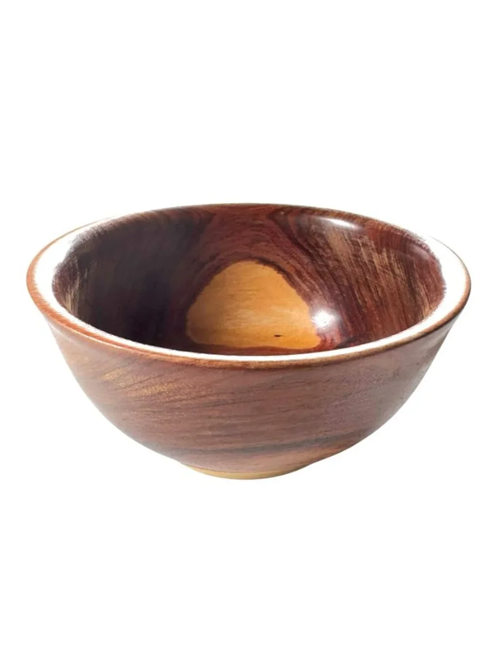 Handcrafted Wooden Bowl With Natural Grain Pattern Approx. 6